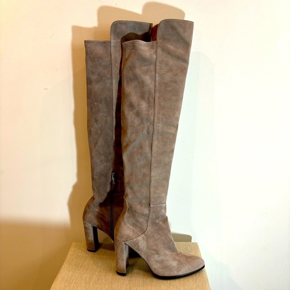 STUART WEITZMAN Sz 6 Suede Heeled Over the Knee Zipper Closure Boots NWOT